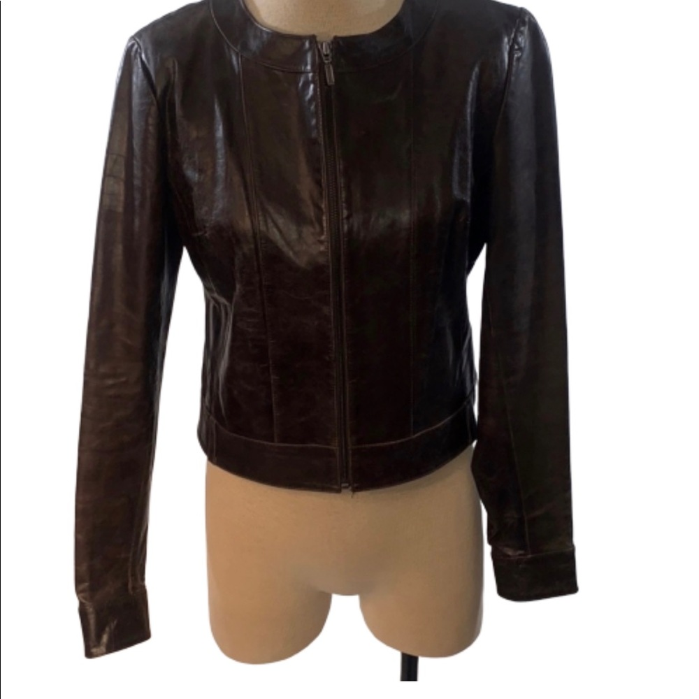 Anonymous John Carlisle brown leather jacket M